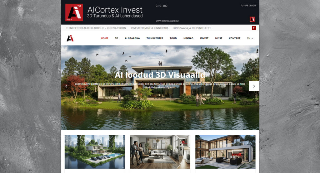 AICortex Invest OÜ -3DSingular 2026 Webpage - Kodulehe loomine WordPress 2026