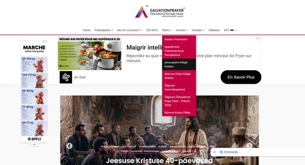 SalvationPrayer.EU Webpage - Kodulehe loomine WordPress 2026